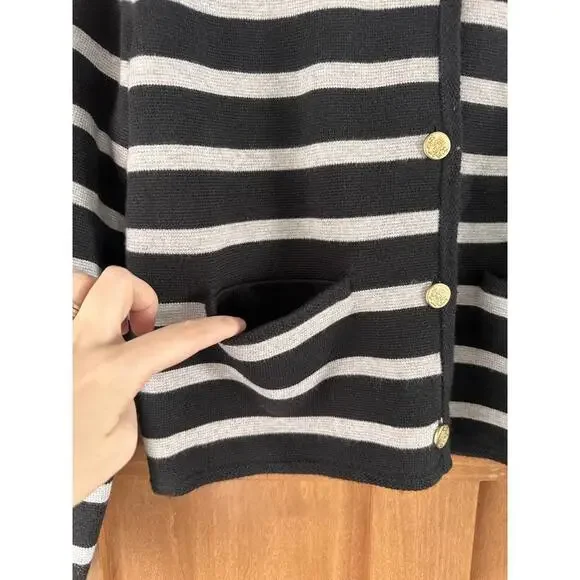 NWT Abercrombie & Fitch LuxeLoft Crew Sweater Jacket Black & Gold Women’s Large - Picture 5 of 11